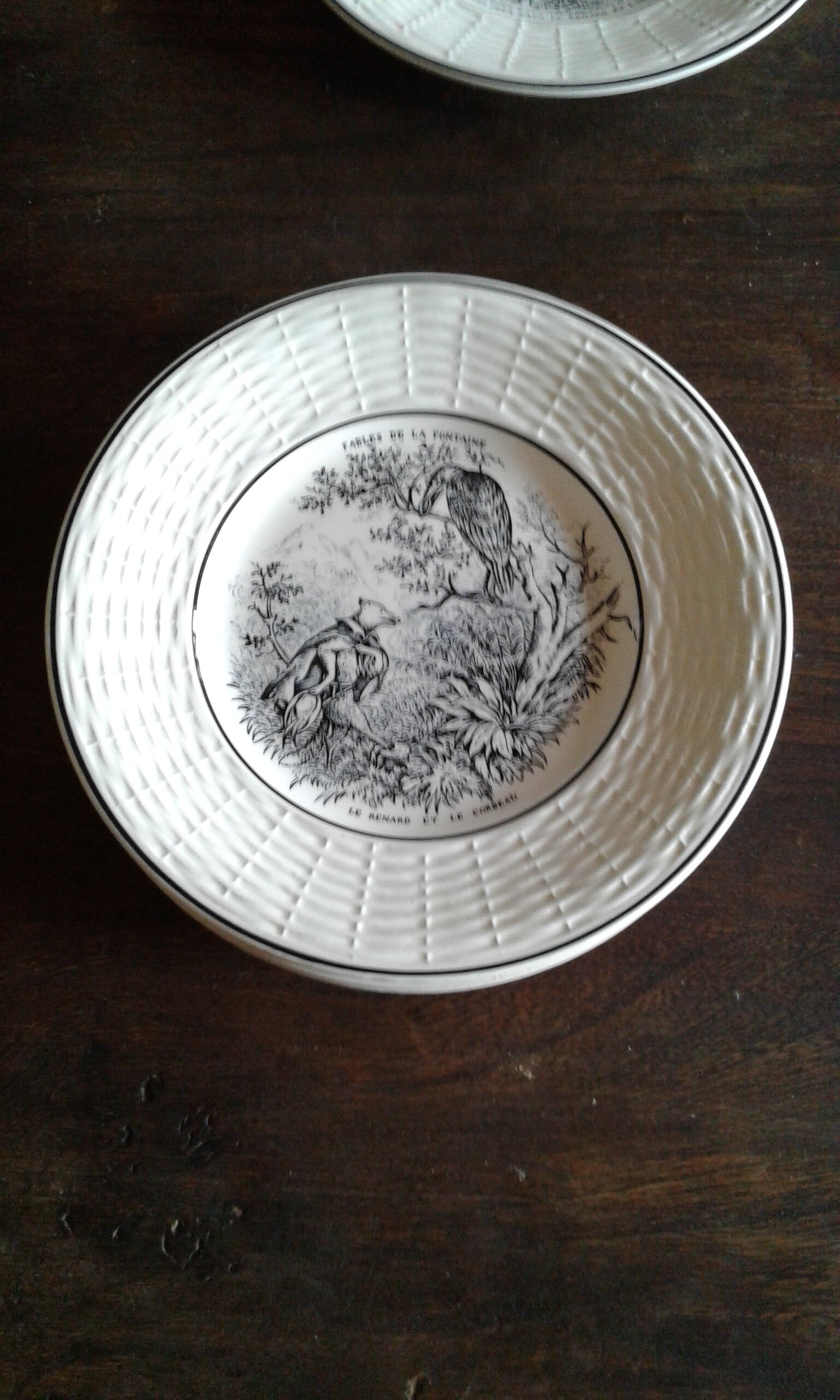 5 Jean de la Fontaine Sarreguemines themed plates