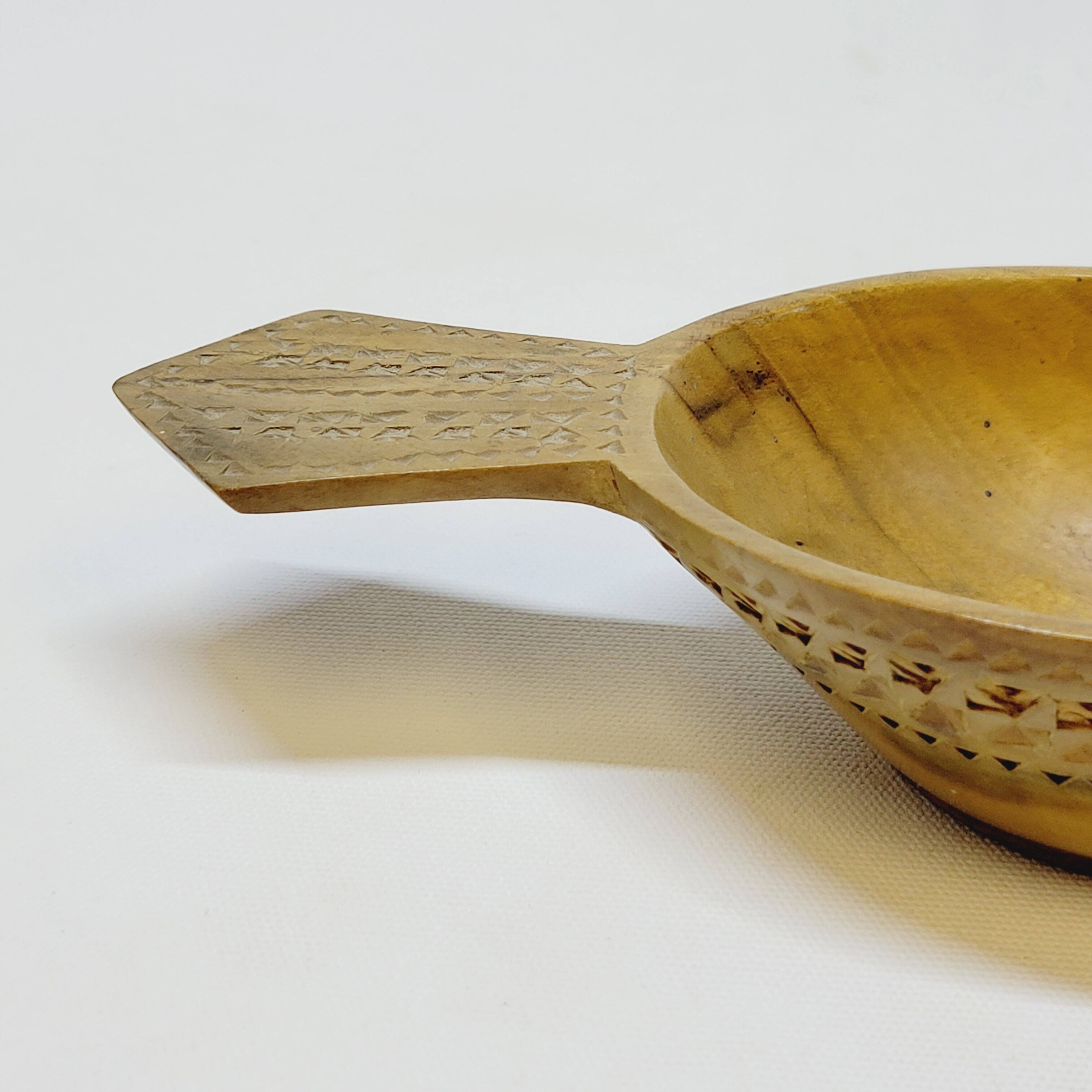 Scandinavian Duck Shaped Carved Wooden Bowl Folk Art