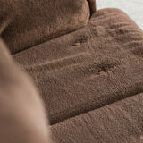 Brutalist 3-seater sofa with a super soft brown fabric, 1970’s