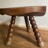 Original brutalist stool carved 60s in solid wood