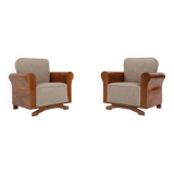A set of 2 beautiful made Art Deco armchairs with grey upholstery, France, 1930