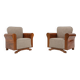 Un ensemble de 2 beaux fauteuils Art Déco avec revêtement gris, France, 1930