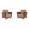 A set of 2 beautiful made Art Deco armchairs with grey upholstery, France, 1930