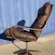Fauteuil pivotant vintage cuir bois et métal