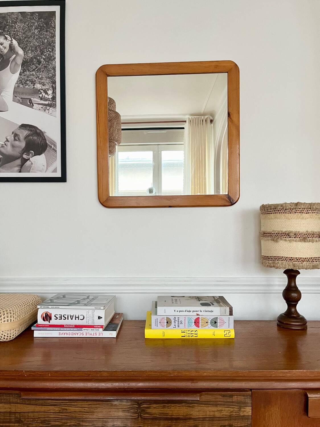 Vintage 70s pine mirror