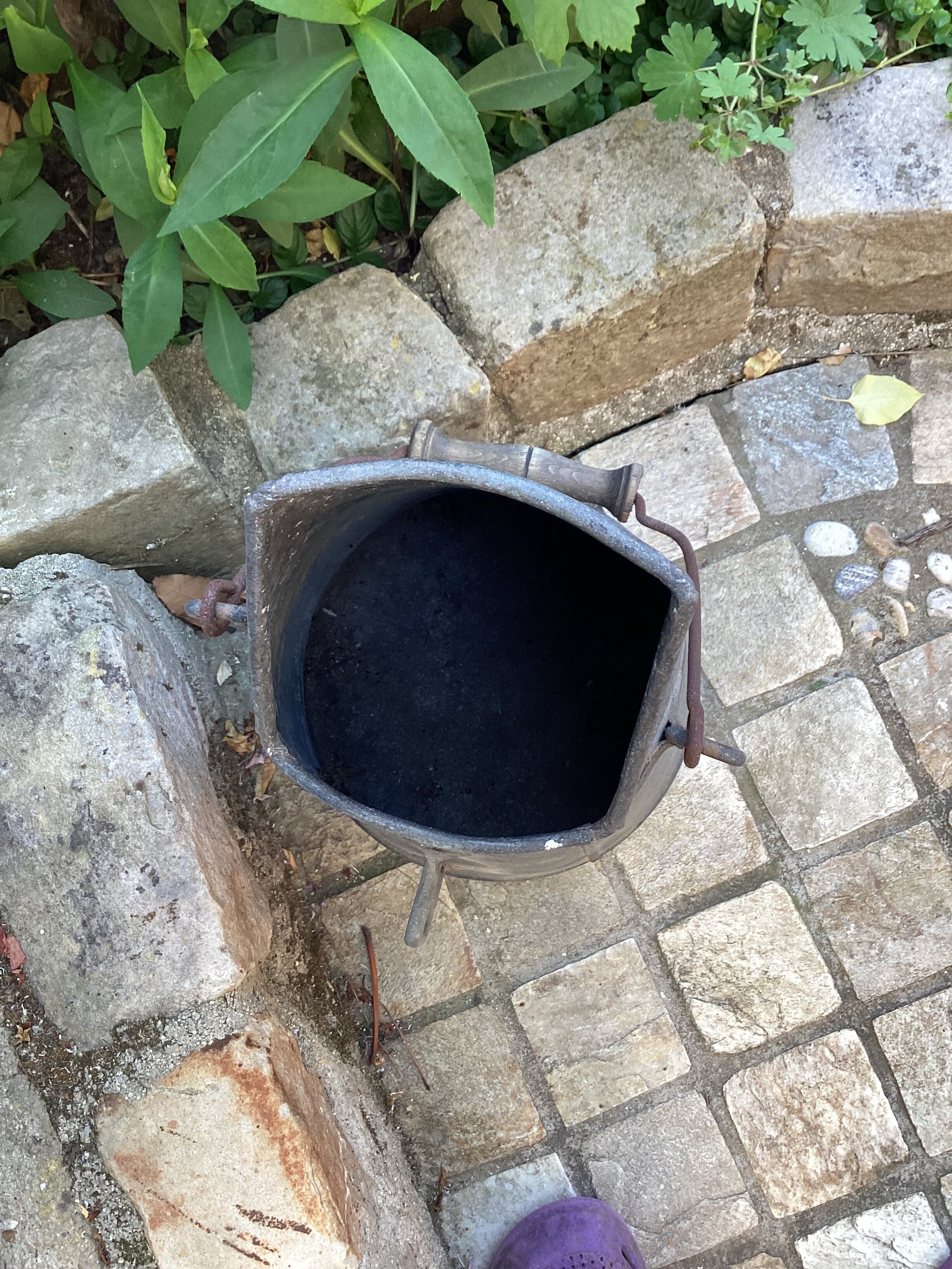 Vintage galvanized zinc coal bucket, conical shape, dimensions: height -50cm - width -25cm