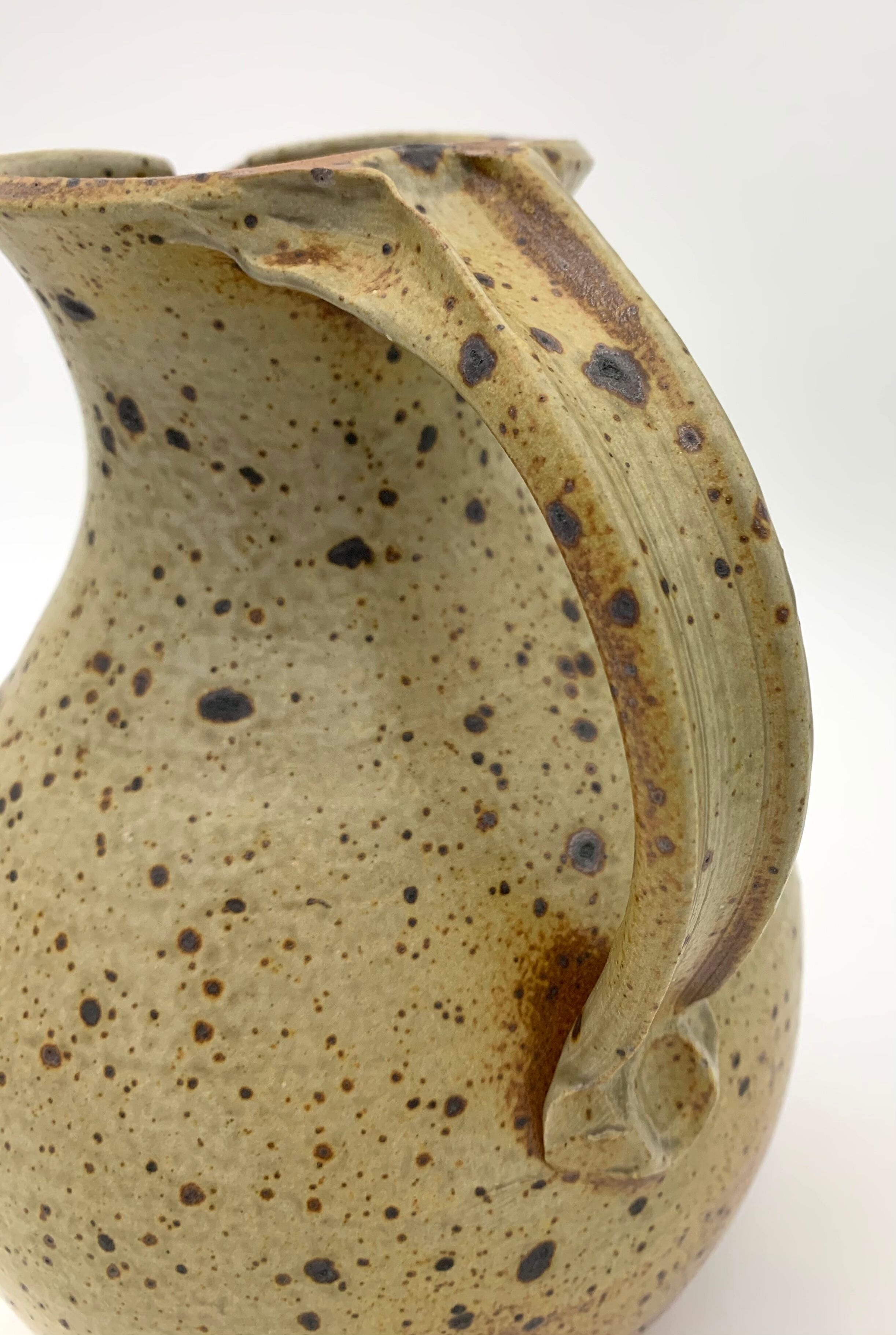 Vintage pyrity sandstone pitcher, Charles Gaudry Workshops, Puisaye Sandstone - 1970s