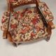 Antique walnut, maple, and fabric armchairs, Italy, late 19th century.