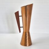 Vintage scandinavian vase denmark 1960 dahlmann in teak & hammered copper 60s