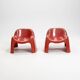 Ensemble de deux fauteuils Toga orange par Sergio Mazza pour Artemide, années 1960