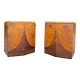 Pair of art deco period veneer wood bedside tables