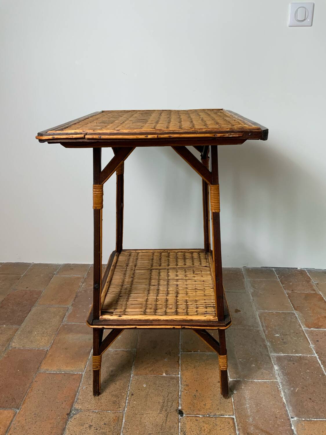 Wood and rattan table