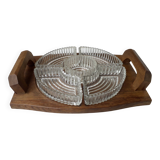 Wooden and glass serving tray