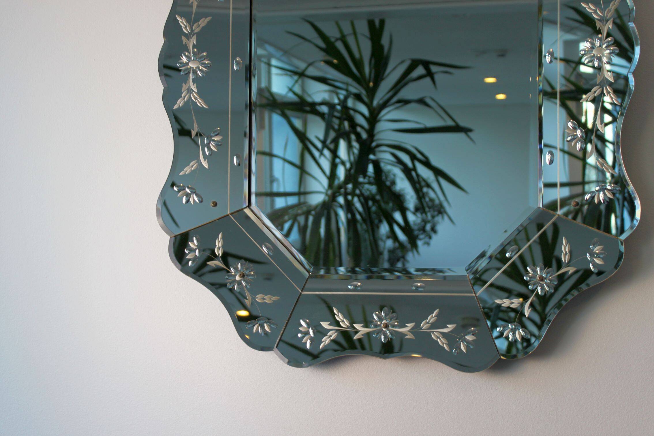 Vintage Venetian Style Faceted Mirror - 97x77cm