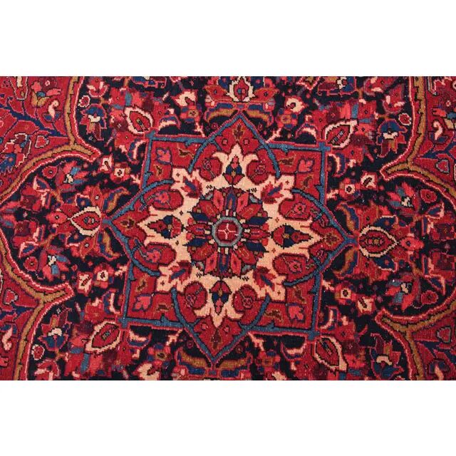 1960s Vintage Persian Handmade Wool Cotton Red Area Rug  242x339