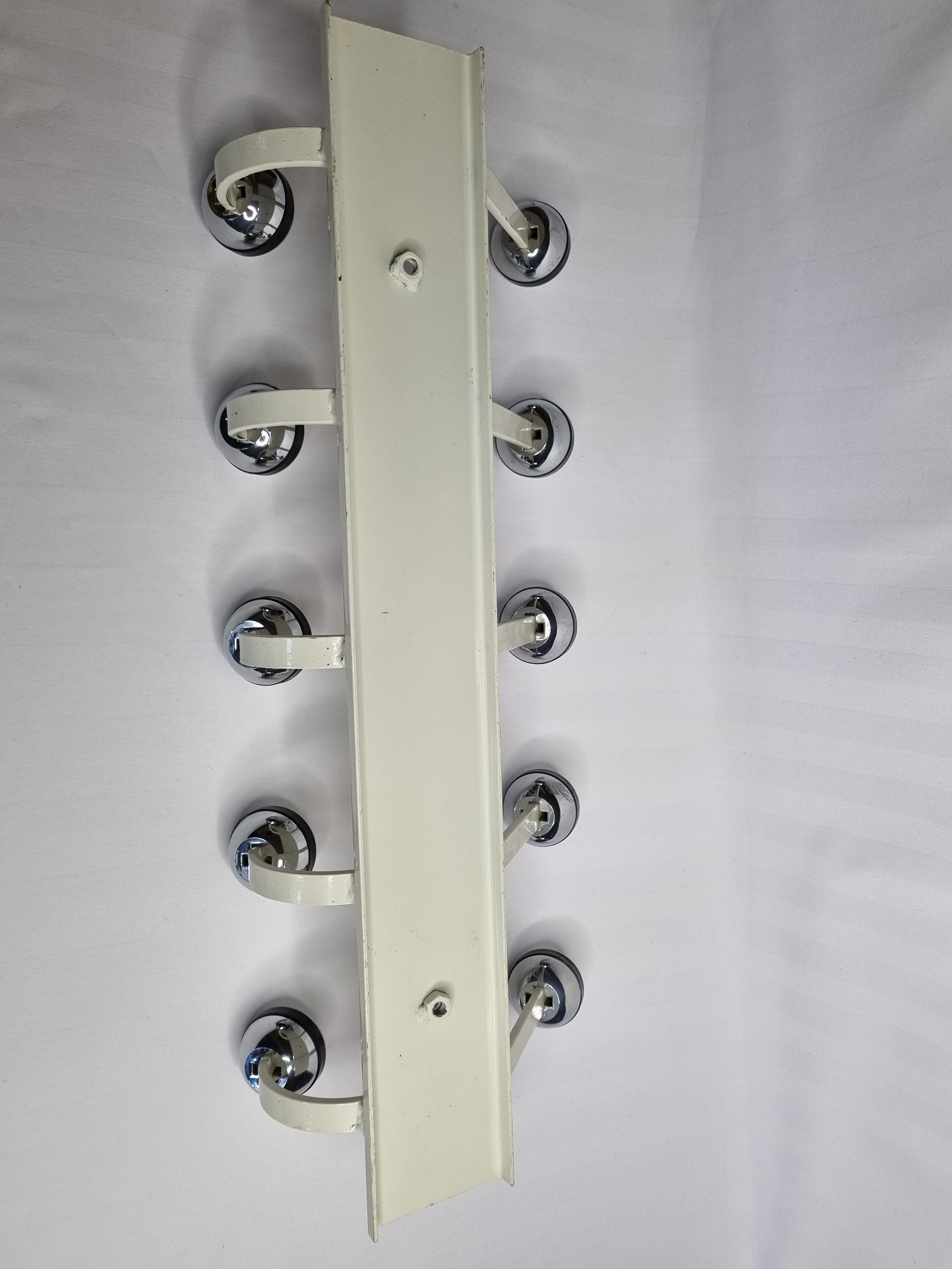 Vintage wall coat rack, five hooks, 70s