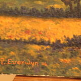 Impressionist painting oil on canvas landscape nature countryside fields bocage in france