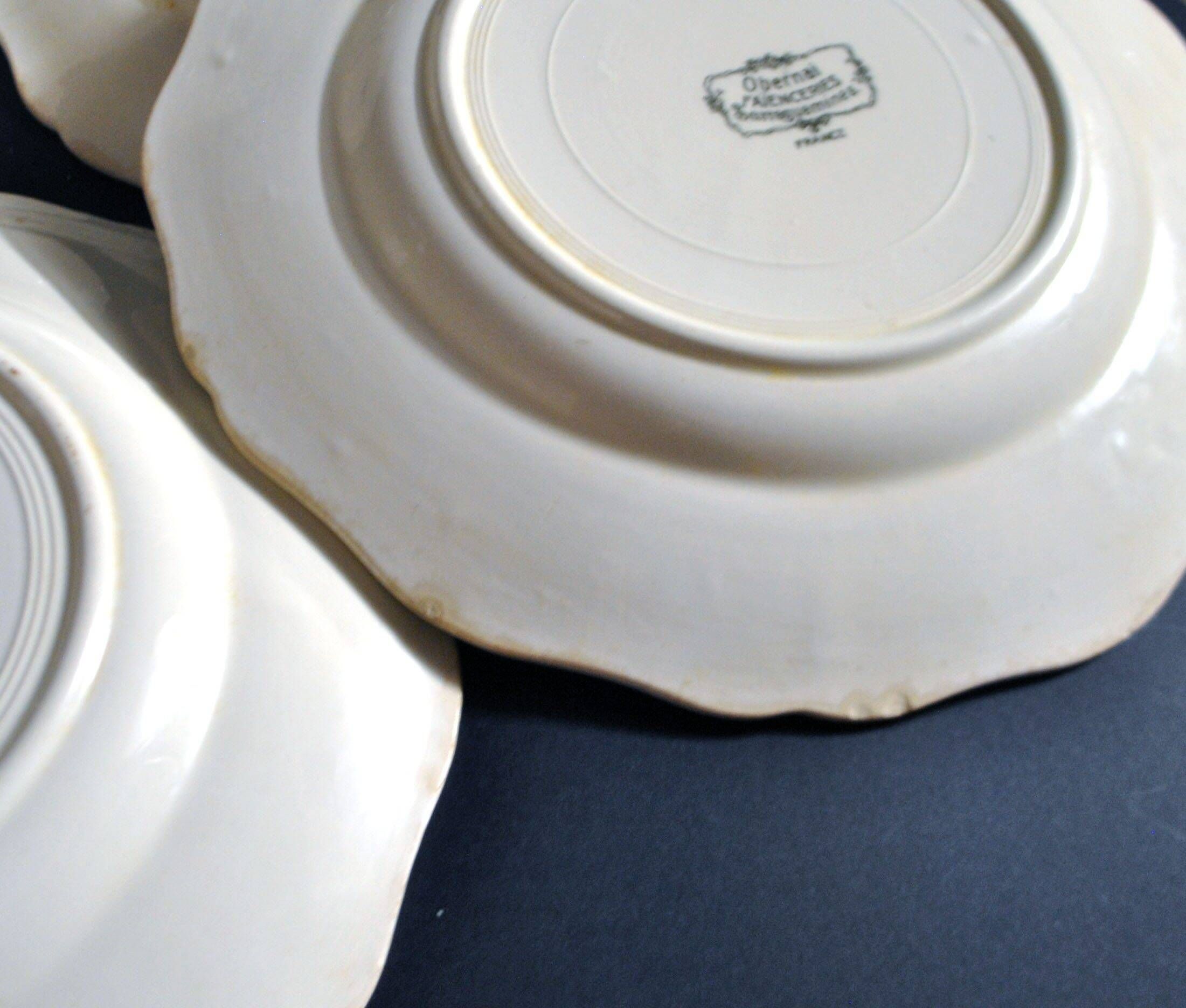 Sarreguemines set of 6 flat plates Obernai village Alsace by Loux