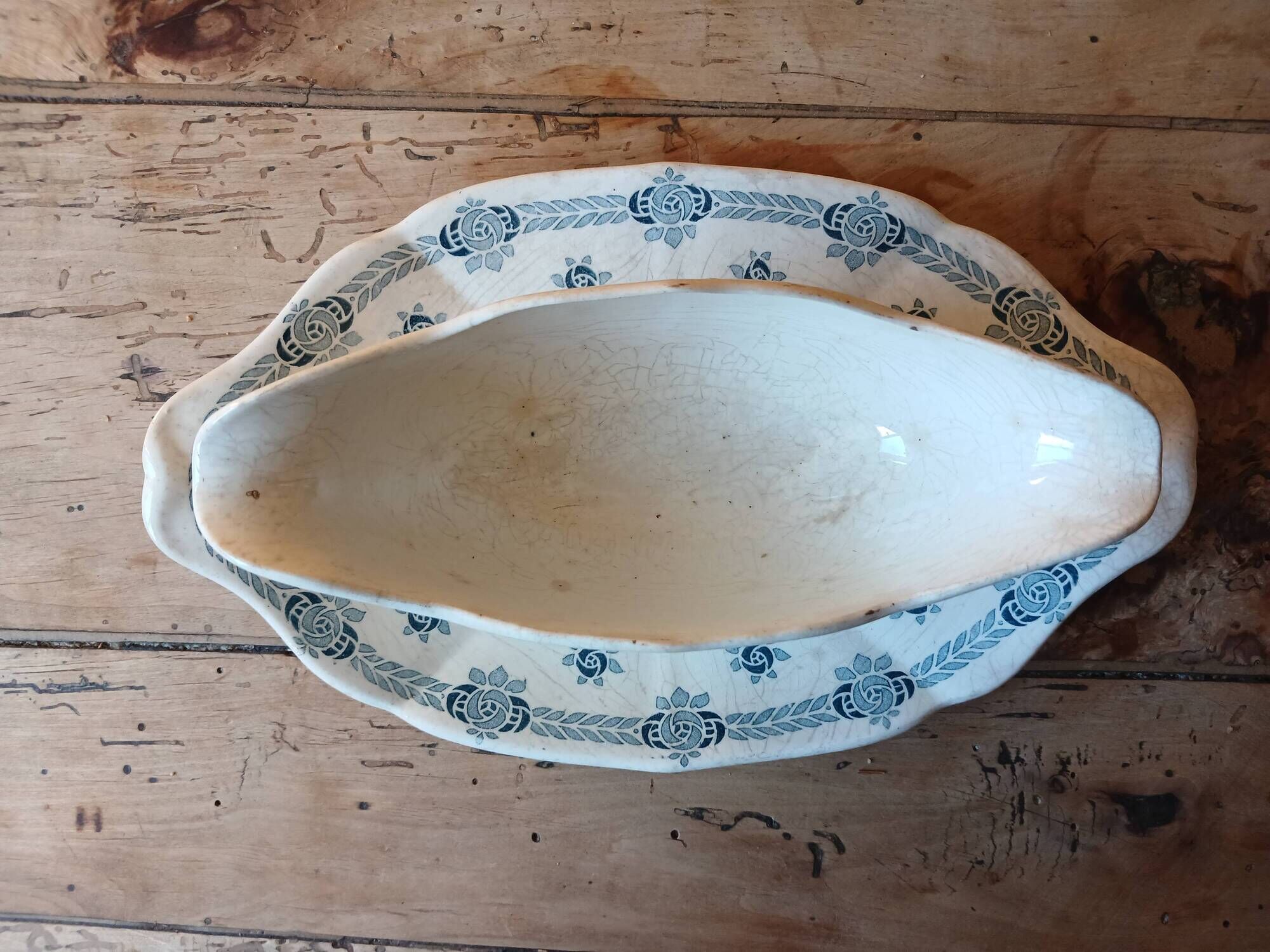 Sauceboat ironstone 1900 - Sarreguemines earthenware Adria series