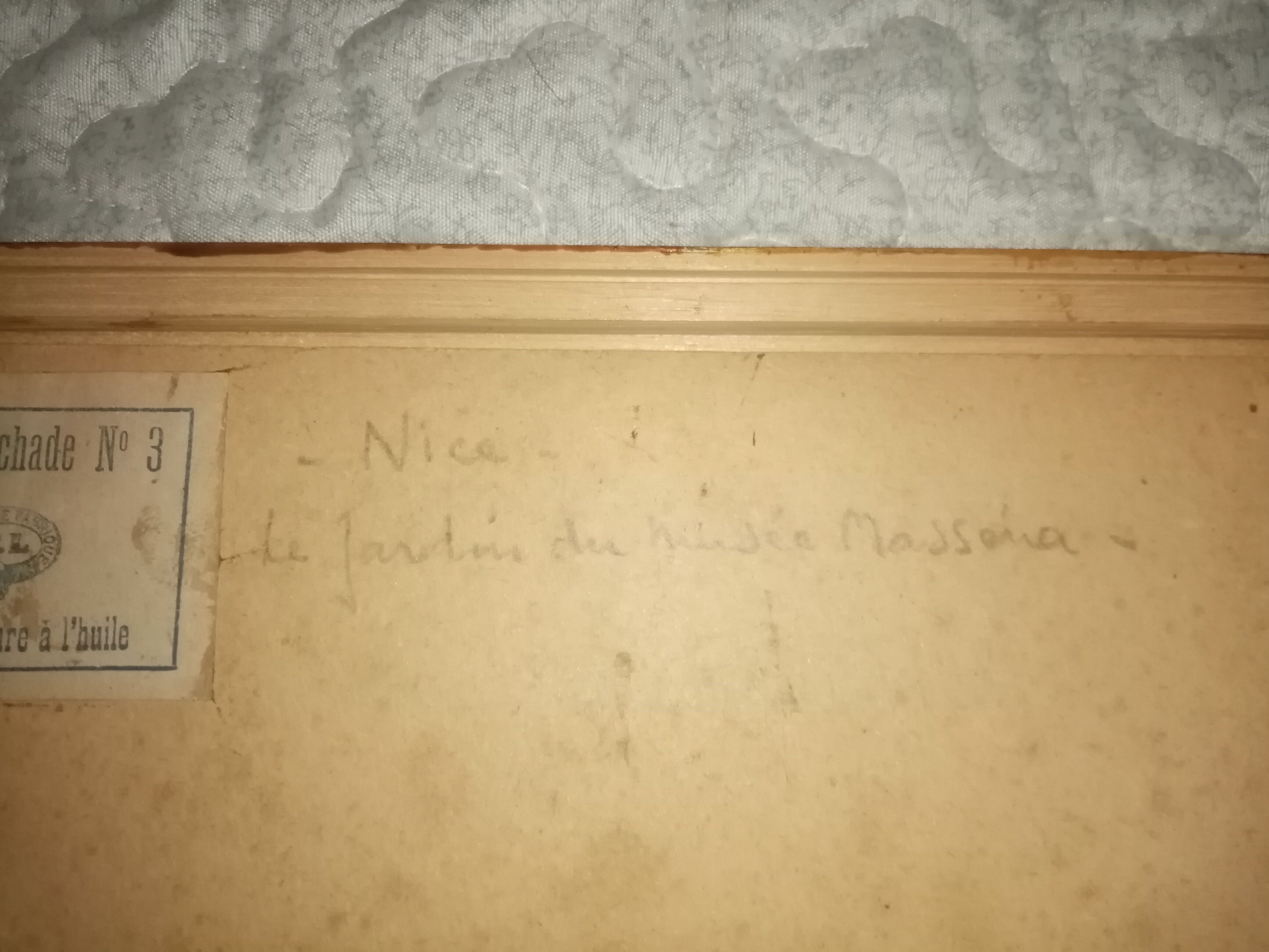 Old impressionist painting "the garden of the massena museum" sign pierre villain