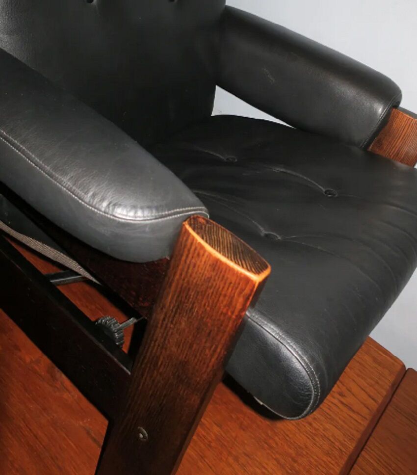 Mid century Danish leather reclining lounge chair