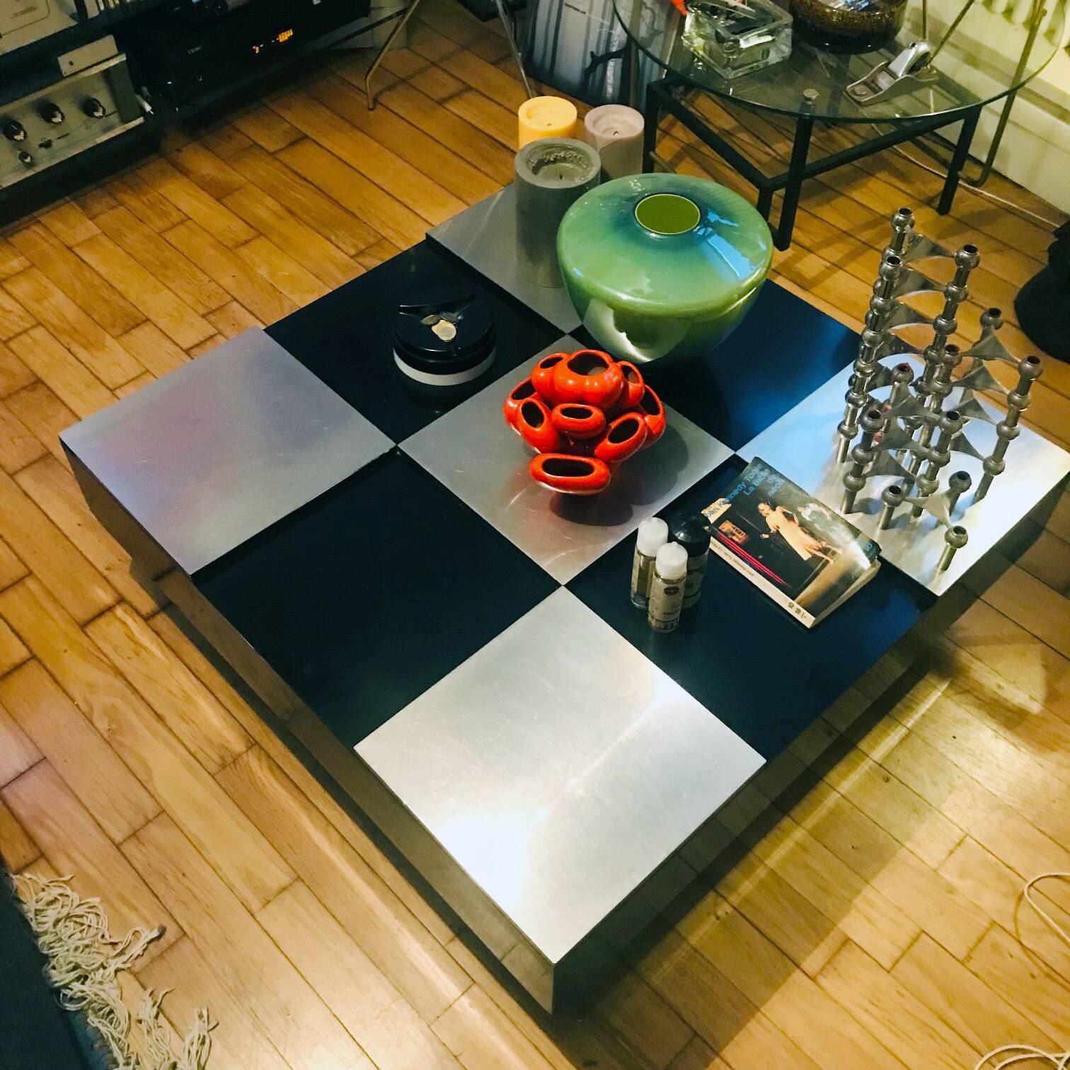 Table Basse Vintage à Damier • Space Age • 1970
