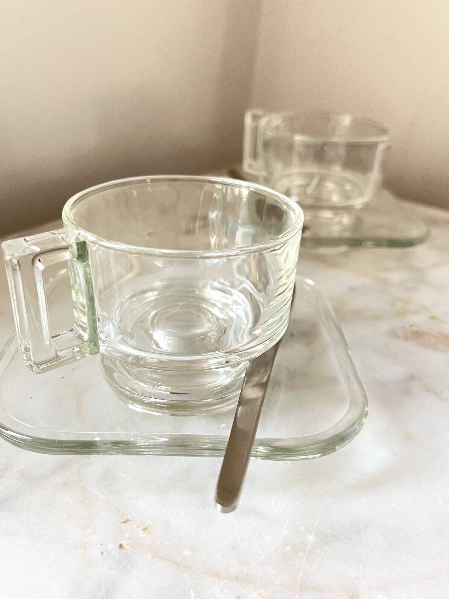 1 Joe Colombo “Arno” Coffee Cup & Saucer – Vintage Italian Modern Glass