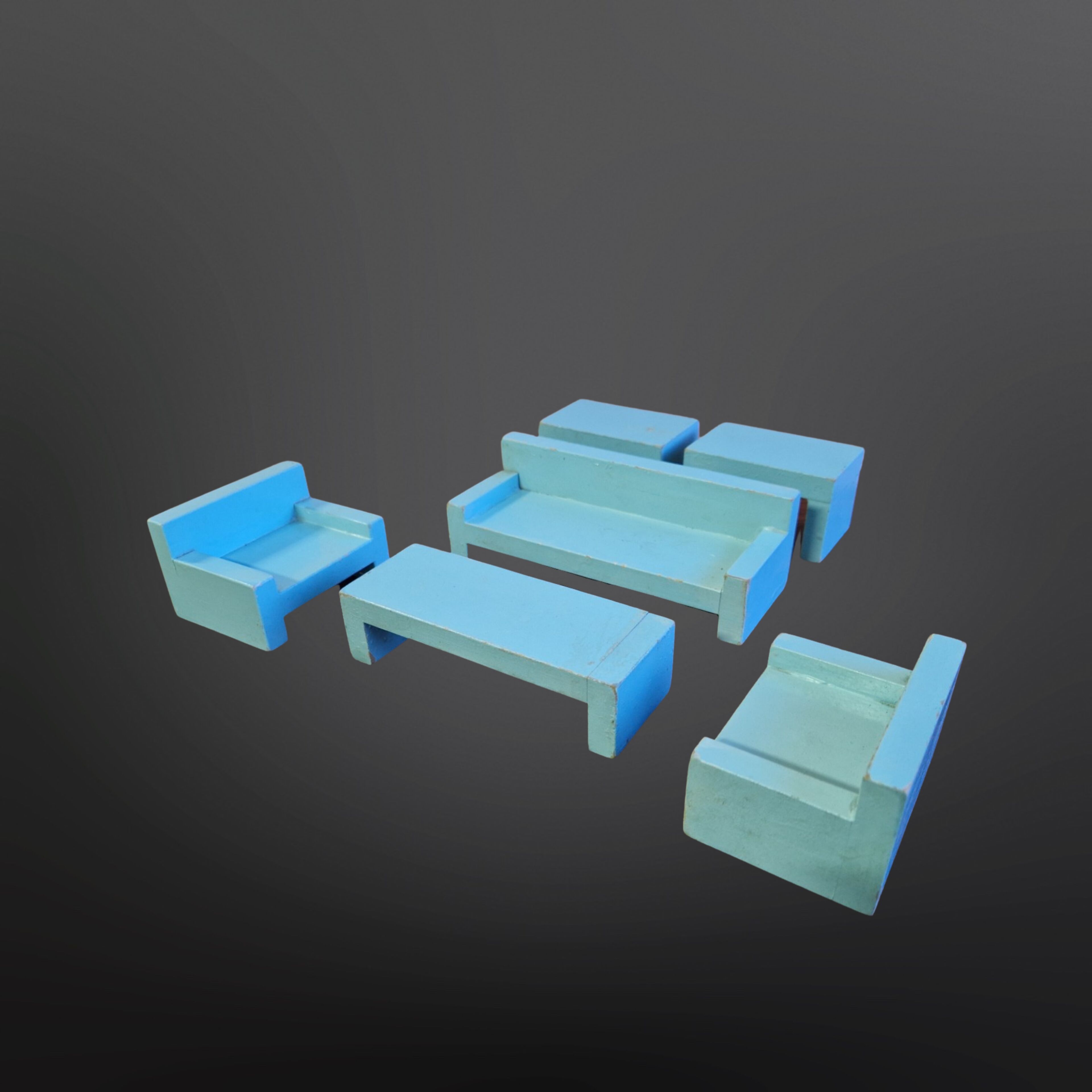 Modernist miniature furniture set made from wood, Germany 1920s