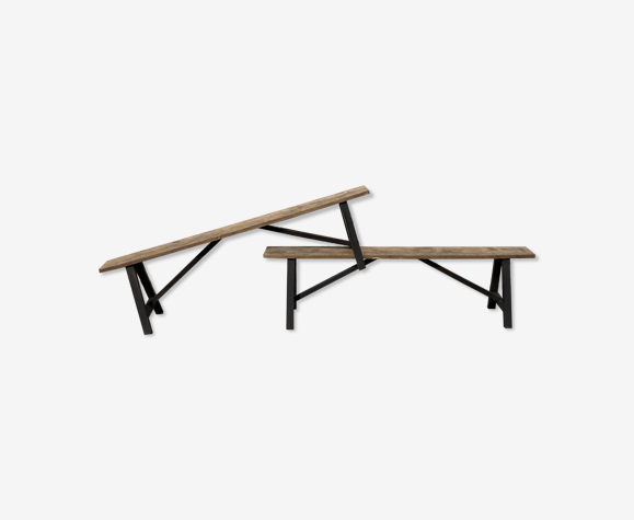 Paire de bancs en chêne