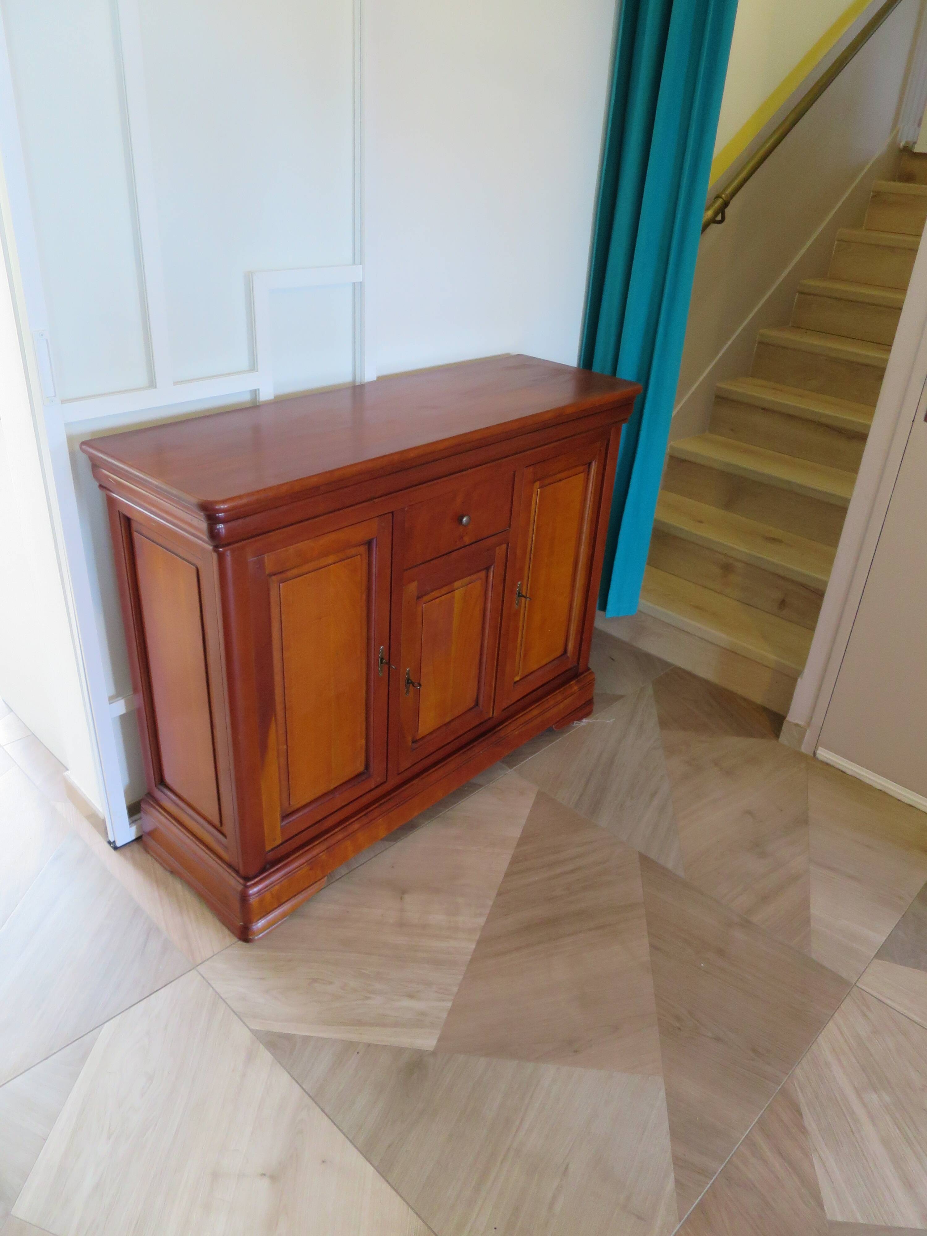 Sideboard - Long entrance cabinet - 1 drawer - 3 doors - solid wood - Louis Philippe
