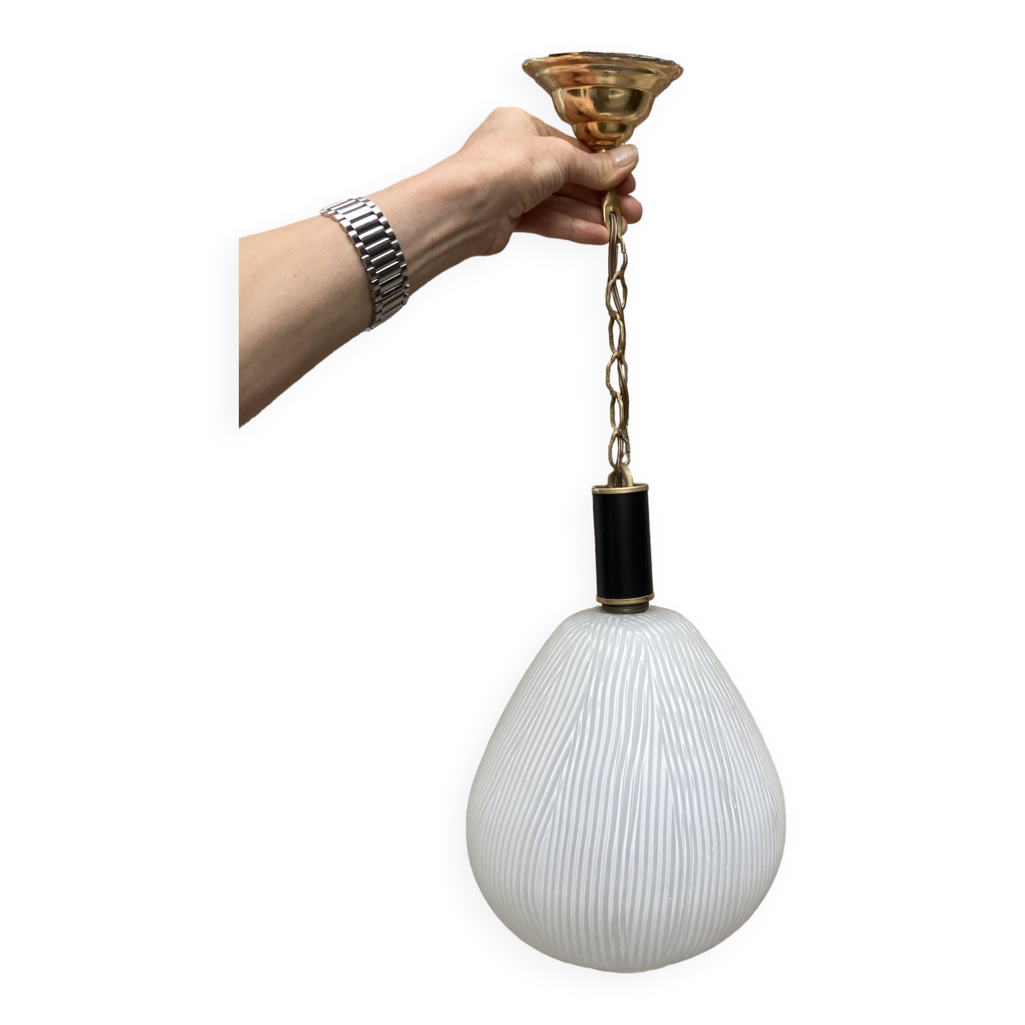 1950s glass globe pendant light