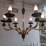 Italian gold coloured chandelier 1970s