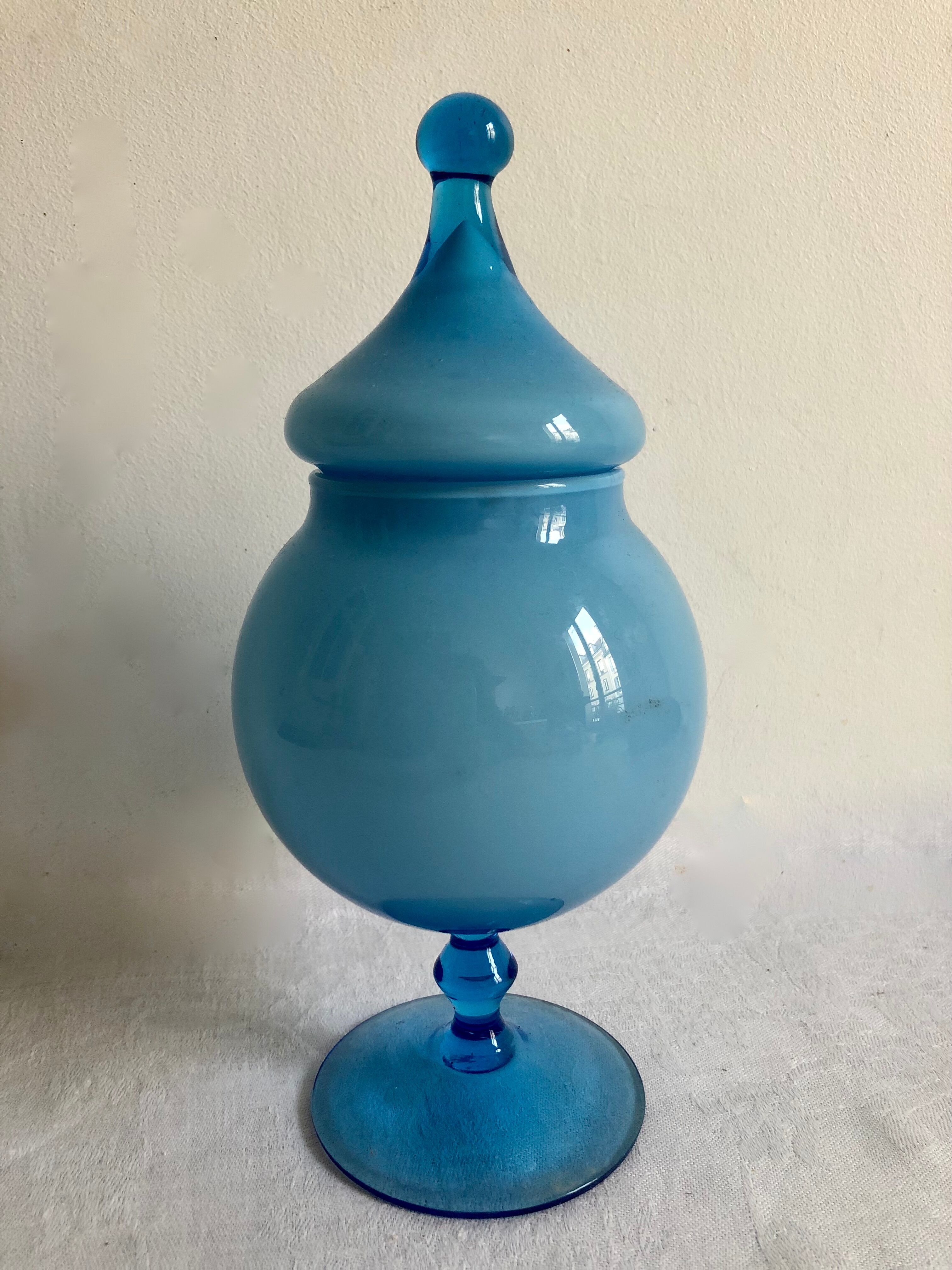 Blue opaline cup, bathroom decoration