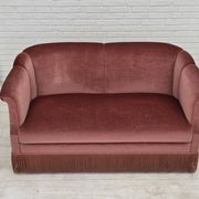 1960s, Danish 2-seater sofa, original pink furniture velour.