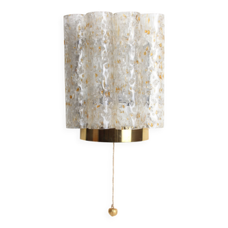 Gold metal and Murano glass wall light by DORIA, 1970s.