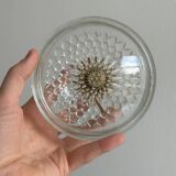 Sugar bowl box with glass lid floral decoration.