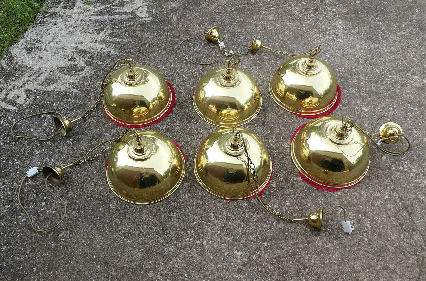 Bistro fringe pendant light, solid brass billiard table