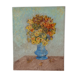 Oil on canvas painting old bouquet