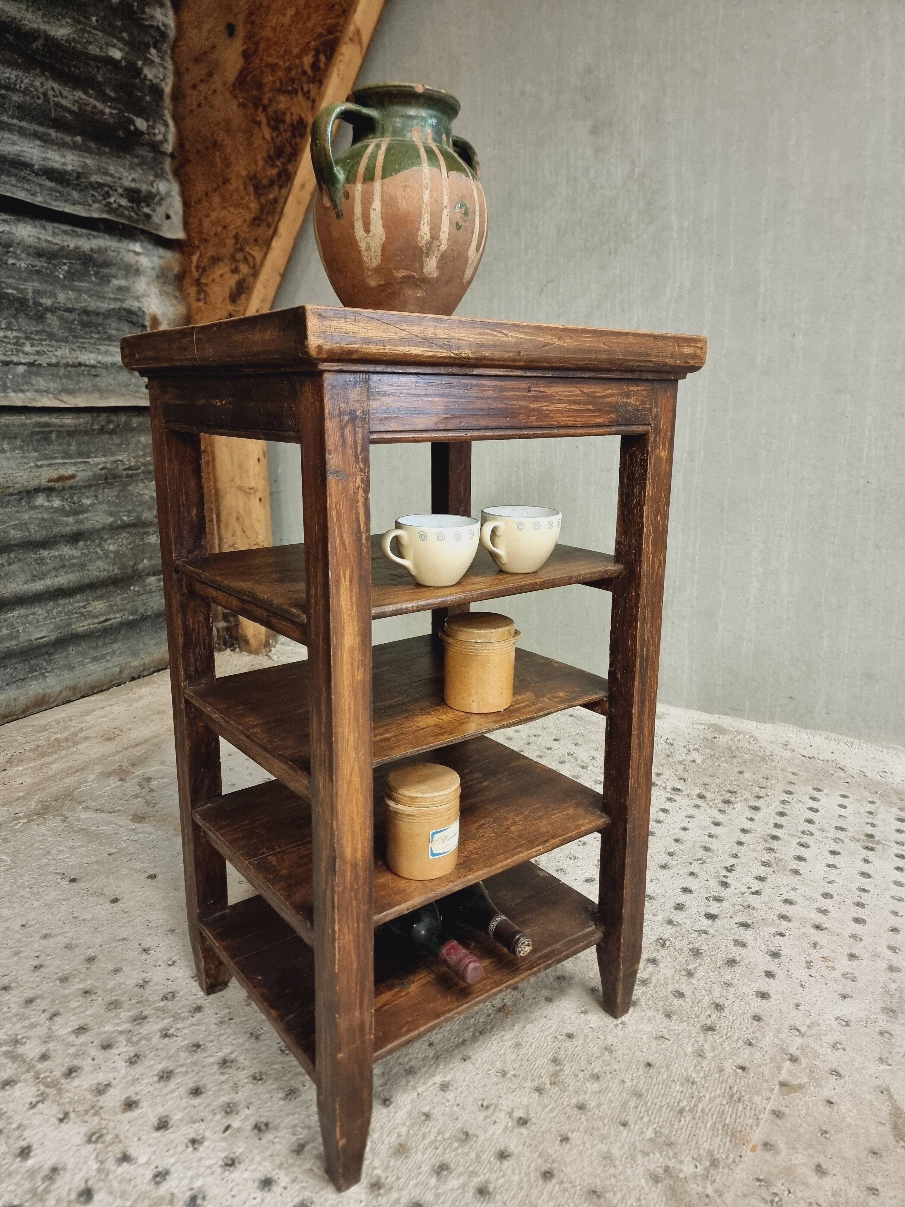 Antique side table shelving unit etagere wood