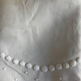 Linen thread sheet embroidered with polka dots without monogram 1950