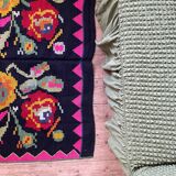 Romanian vintage carpet with delicate flowers 258x138cm