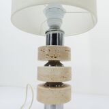 Table lamp in travertine and chrome, Italy, 1970s