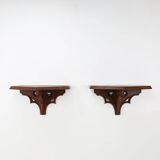 Pair of 2 Antique carved oak Church Wall Consoles, France ca. 1850