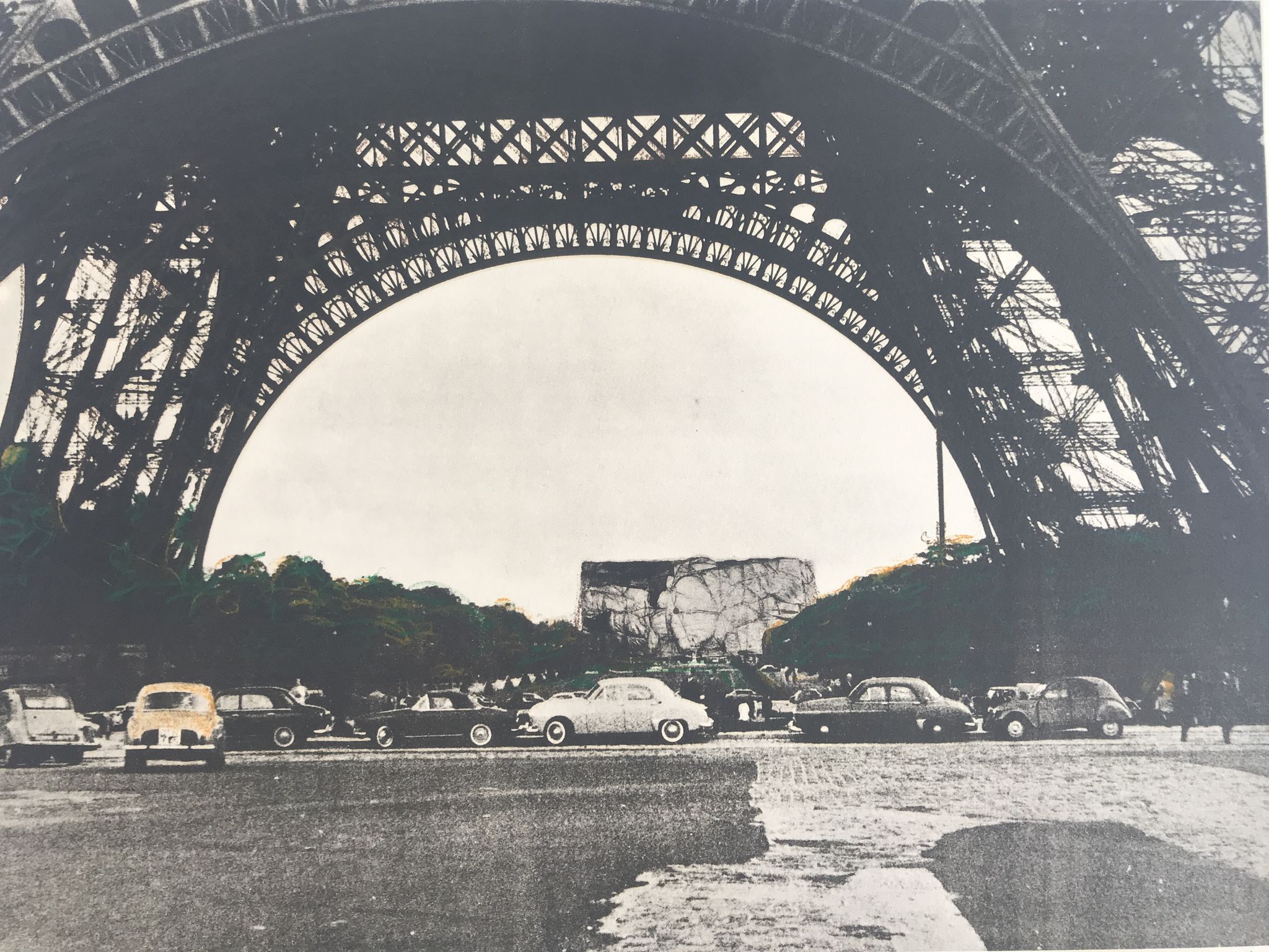 Original lithograph signed by CHRISTO, Wrapping of the Ecole Militaire, 1970