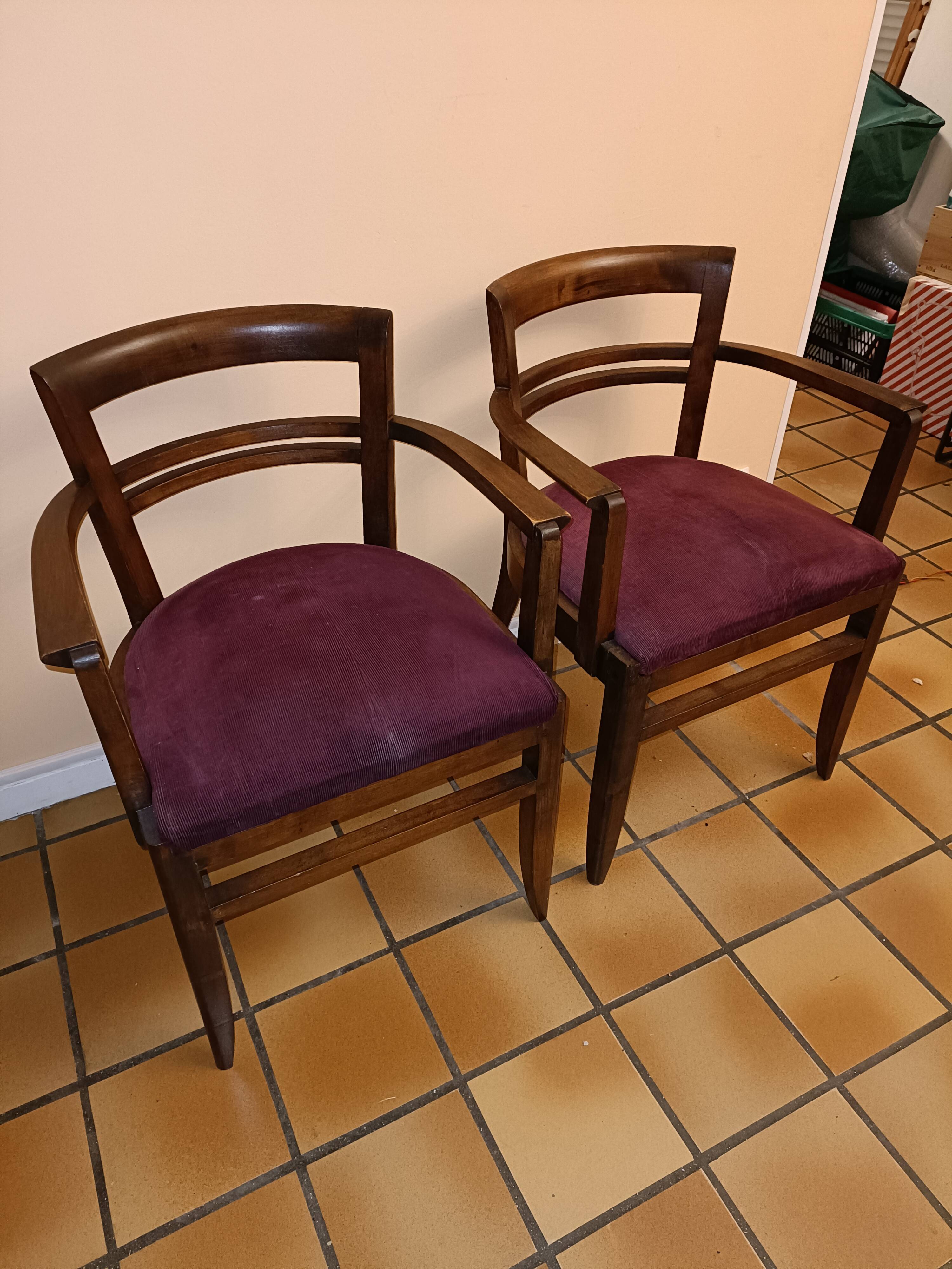 Paire de fauteuils bridge vintage 1940