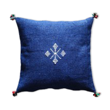 Coussin berbère marocain bleu en coton