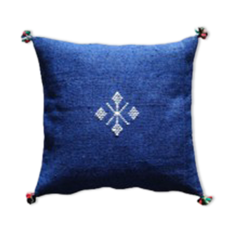Coussin berbère marocain bleu en coton