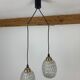 Suspension globes 2 lights, glass and brass, 50s