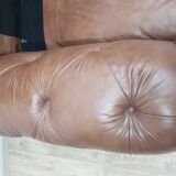 Mid-Century, Chesterfield sofa, natural leather