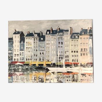 Honfleur acrylique sur toile 40 x 60 signée